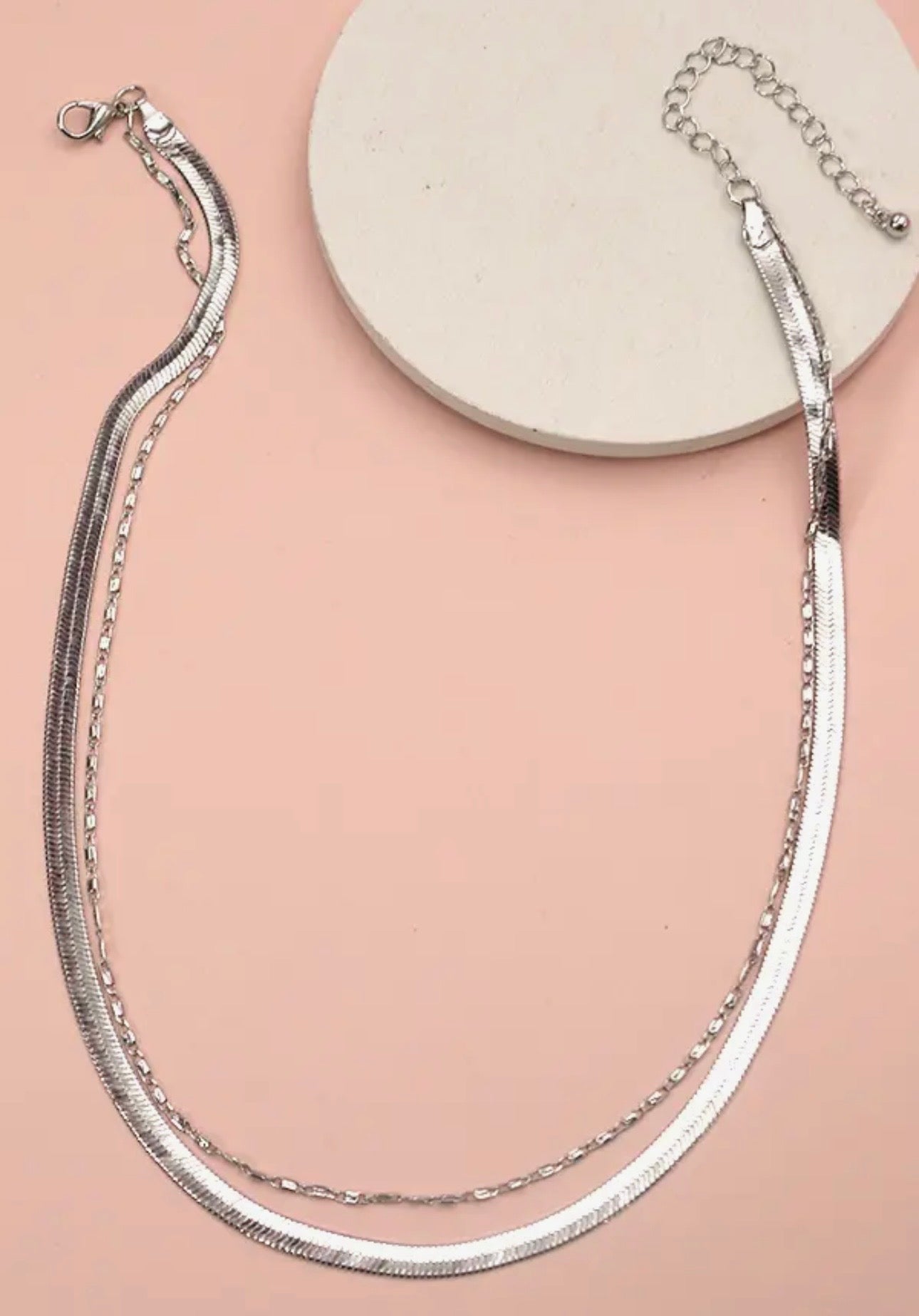 Double Silver Snake Necklace