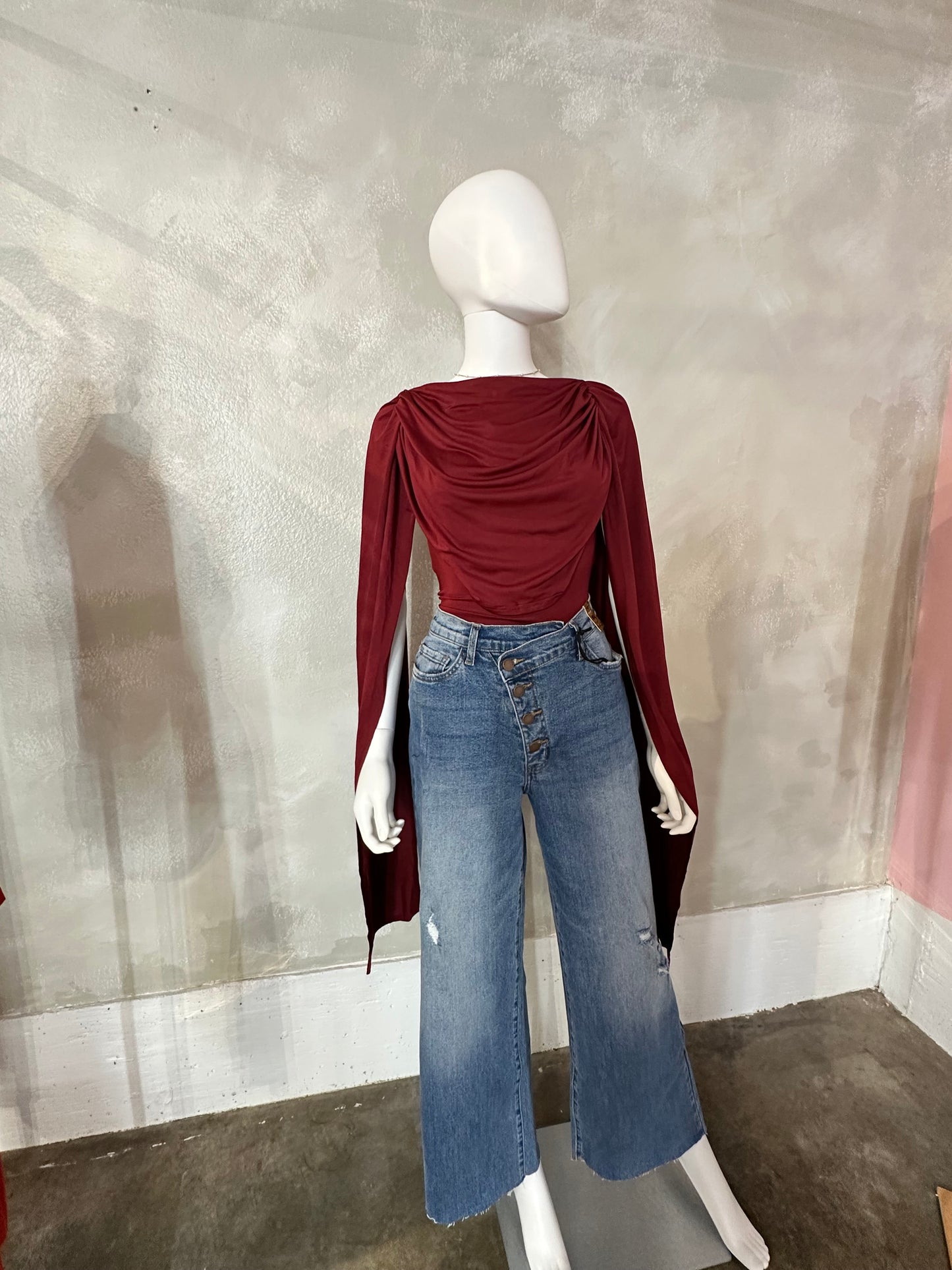 Burgundy Drape Blouse