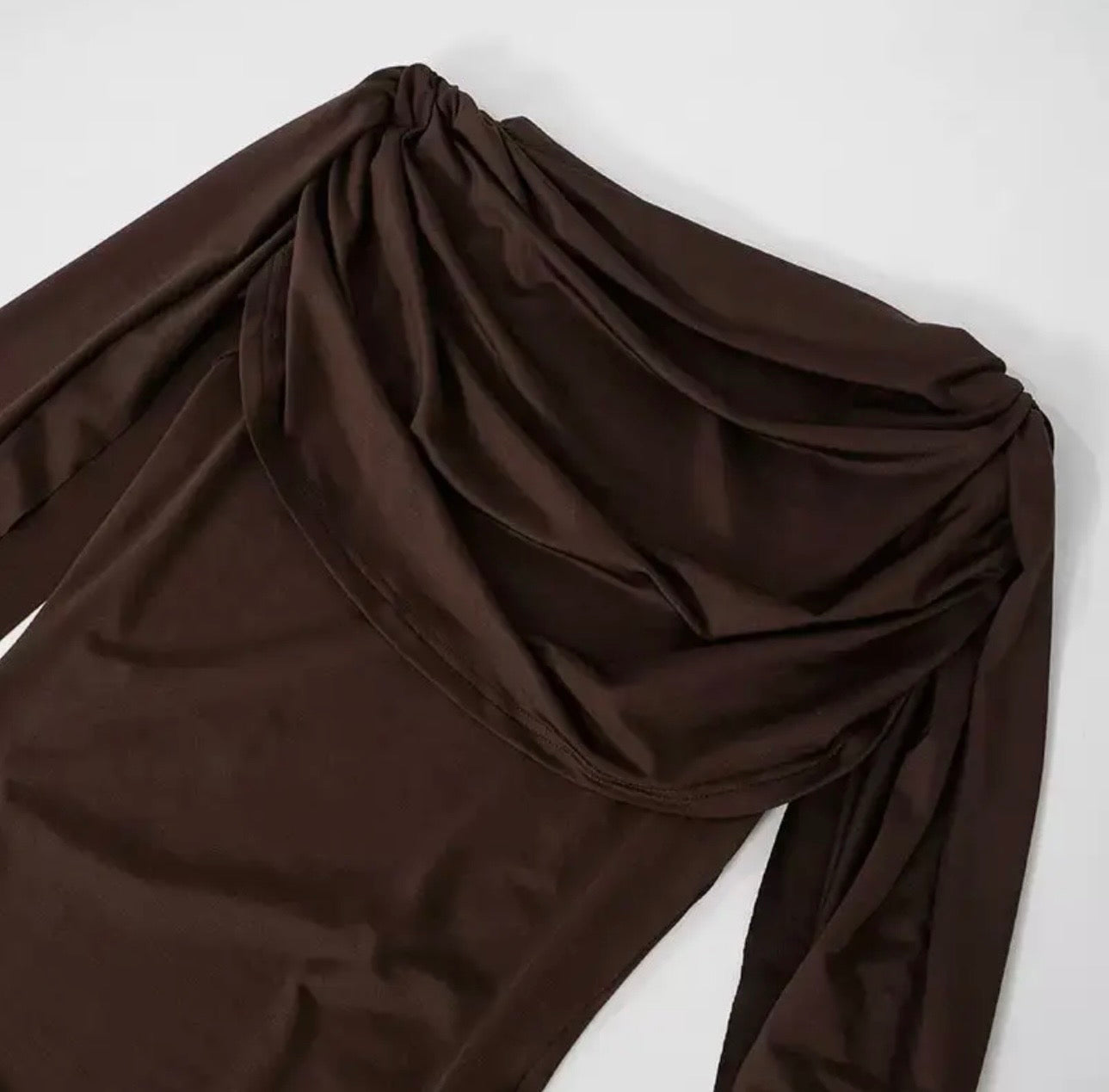 Brown Fashion Drape Blouse