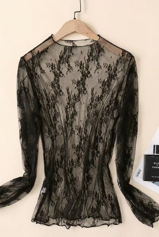 Lace Mesh Sheer Top