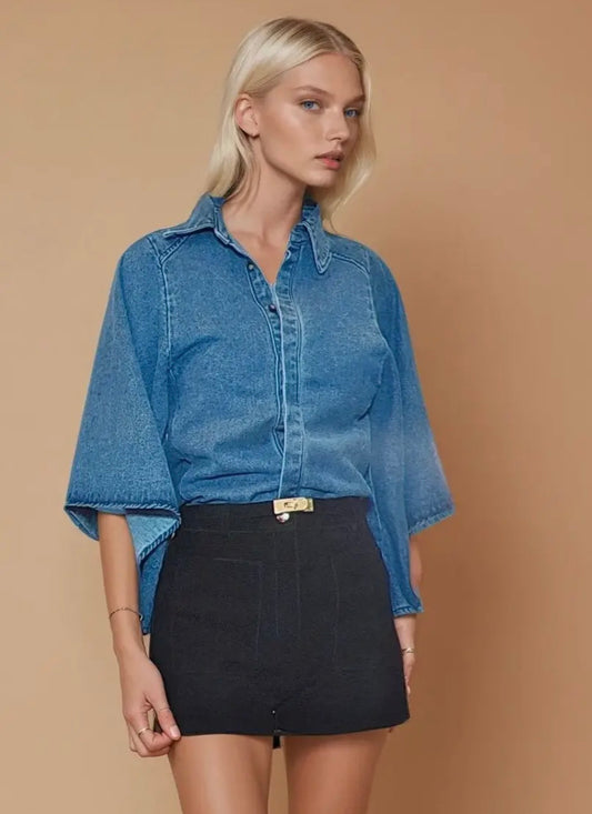 Deep Denim Bell Blouse