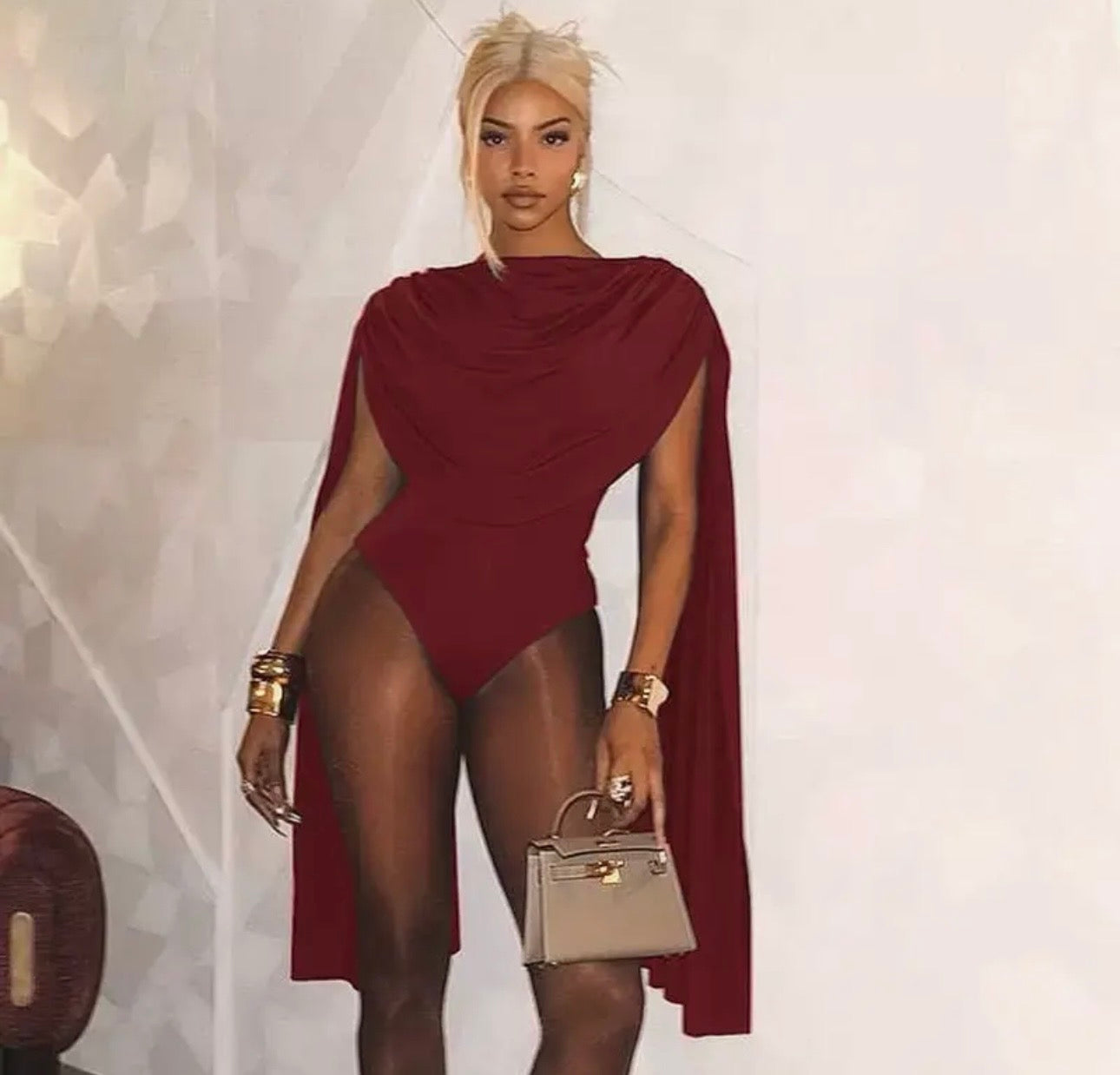 Burgundy Drape Blouse