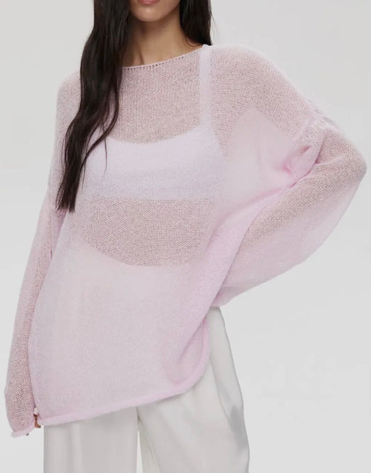 Pink Hollow Knit Top