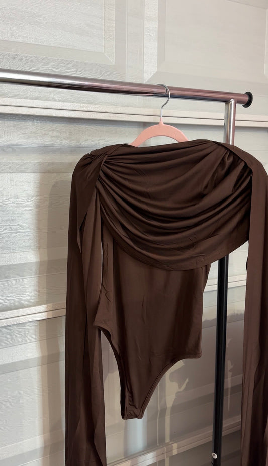 Brown Fashion Drape Blouse