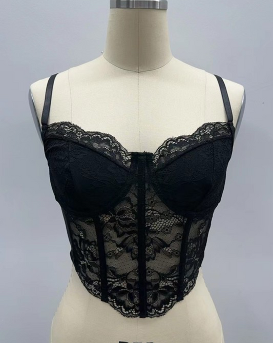 Black Floral Corset